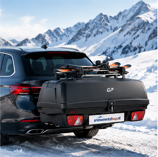 GP Calypso bagagebox op trekhaak met ski- en snowboardhouder