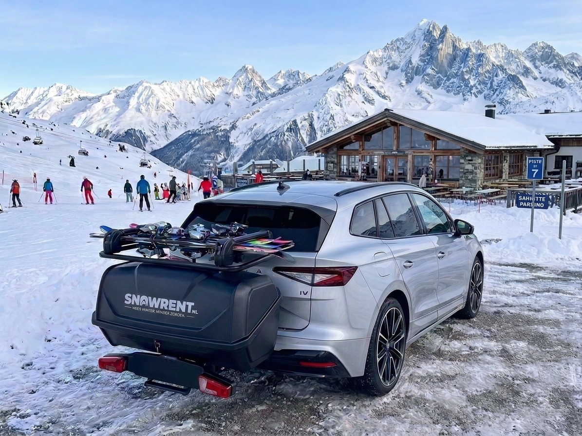 GP Calypso bagagebox op trekhaak met ski- en snowboardhouder